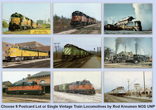 Choose 9 Postcard Lot or Single Vintage Train Locomotives by Rod Kreunen NOS UNP picture