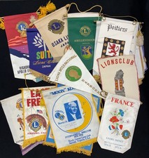 22 Vintage Lions Club International Banners Pennants USA Japan Europe 1970s picture