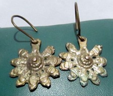 AMAZING ANTIQUE POST MEDIEVAL 15-16th.c.SILVER EARRINGS   # 364 picture
