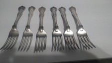 6 Vintage US Navy Kings Pattern Reed & Braton Silver Plate Dinner Forks USN  picture