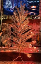 Vintage Silverline 6.5 Foot 88 Branch Aluminum Pom-Pom Christmas Tree picture