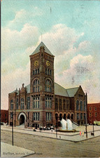 Bluffton, IN Court HOuse/Exterior/Clock Tower/Fountain/Street View/1912 -A108 picture