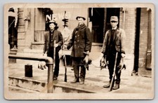RPPC Three Hunters Shotguns Game Birds News Store Vintage Postcard 1910s picture
