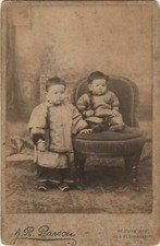 VINTAGE CABINET CARD PITTSBURGH ASIAN CHILDREN NAMED SCARCE BERTHA LILLIE JAMES picture