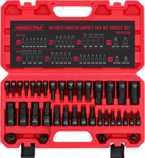 Hex Bit Impact Socket Set 36-PC with 4 Adapters, 1/4