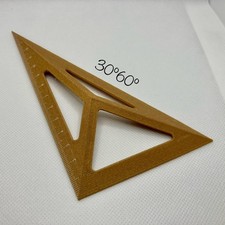 Triangular ruler, 30°, 60°, three-dimensional architect's drawing, wood grain picture
