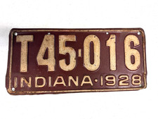 Vintage 1928 Indiana TRUCK License plate tag T45-016 Nice hard to find picture