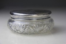 Vintage Cut Crystal Vanity Dresser Jar w/ Foster and Bailey Sterling Silver Lid picture