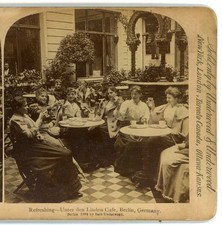 Ladies Refreshing Unter den Linden Cafe Berlin Germany Underwood Stereoview 1892 picture