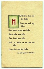 Postcard~ Quote & Saying~ Love The & Thy Folks~ An Old Quaker Health picture