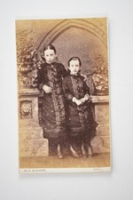 2 Girls Matching Dresses WH Bishop Rhyl Wales c1880s Cdv Photo picture