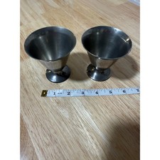 Vintage Solid Pewter Goblets Wine Cups Set of 2 Footed Chalice 3.5