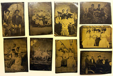 Lot of 9 Antique Tintype Photos c1895–1915 Automobile Props Men Women Children picture
