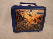 Aladdin G.I. Joe Plastic Lunchbox Blue Vintage Collectible Retro Kids Lunch Box picture