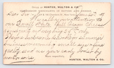 1887 Hunter Walton & Co Postal Card New York NY Butter & Cheese Merchants picture