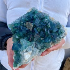5.4lb NATURAL Green Cube FLUORITE Quartz Crystal Cluster Mineral Specimen picture