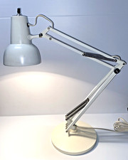Vintage Luxo Desk Lamp Articulating Spring Arm Industrial MCM White 22