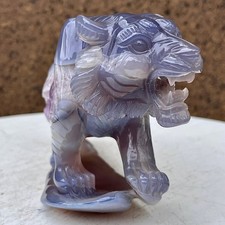2.38LB Beautiful amethyst agate tiger carved handmade specimen picture