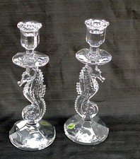 New Waterford Crystal Seahorse Candle Candlestick Holders 158572 11.5