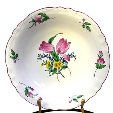 Antique K&G Luneville France Old Strasbourg Low/Fruit Pasta Bowl Floral Faience picture