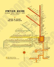1936 Station Guide For Chicago Rapid Elevated Transit Lines Train Map 8x10 Photo picture