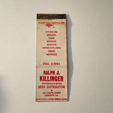 Ralph J Killinger 106 Chapel St Lebanon PA Vintage Matchbook Cover 5MB130-6 picture