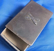 Spanish Am. War ~ WW1 Brass Color Match Box Holder Sleeve Vtg Cross Cannons RARE picture