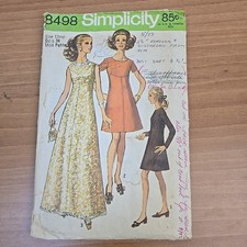 Vintage Simplicity 8498 70s Sewing Pattern A Line Retro Jackie O Style Dress picture