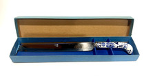 VTG PRILL BLUE ONION SHEFFIELD STAINLESS- PORCELAIN HANDLE - BIG KNIFE WITH BOX picture