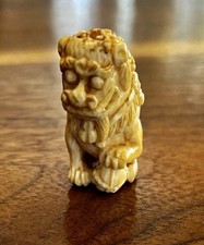 Antique Hand Carved Japanese Netsuke Dragon Foo Dog LOVELY PIECE picture