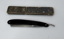 Straight Razor Vintage Shefield Steel Made In Germany Hollow Ground Black Handle picture