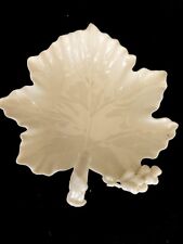 Vintage White Porcelain Detailed Vine Handle Berry Maple Leaf Trinket Dish picture