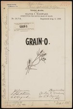 Photo:Orator F Woodward Grain-O Coffee Substitute Trade Mark 1890s Patent picture