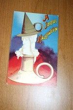 Antique Halloween Clapsaddle Embossed Postcard w. Witch Candle Design Germany picture