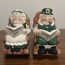 Vintage Lefton Grandpa & Grandma Rocking Chair Retirement Fund Ceramic Banks picture