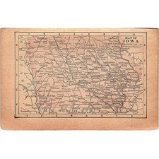 Antique 1889 Map of Iowa 1889 Pocket Map Engraving SAG4-H3 picture