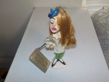 Vintage 1960s Kreiss Ceramics BeatChick Figure w/ Metal Tag 