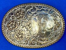 LETTER ~F~ CRUMRINE Heavy Silver Plate Jewelers Bronze Belt Buckle( picture