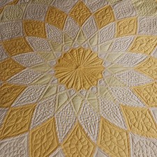 Vintage Hand Stitched Giant Dahlia Quilt picture