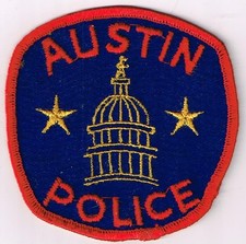 circa 1950-60's old style Austin Police, TX patch/cheesecloth back/capital city picture
