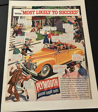 1940s Plymouth Convertible - Vintage Original Comic-Style Print Ad / Wall Art picture