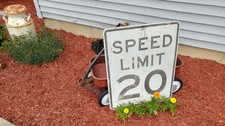 Vintage Speed Limit Sign with Firing Range Warning on Back 30 x 24 - Patina picture