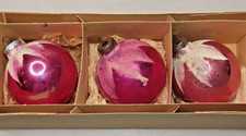Lot VTG Glass Mica SNOW CAP Sugared Large BALL Christmas Ornaments Shiny Brite picture