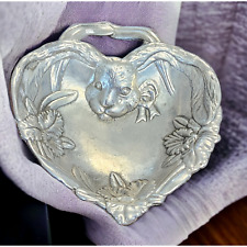 Arthur Court Vintage Heart Shaped Bunny Orchard Nut Trinket Dish 1994 5.5