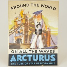 Original 1920s 1930s Arcturus Tube Cardboard Display Sign Radio Vacuum Tubes picture