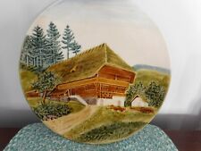 Handpainted Ceramic Wall Plate Thatched Roof Lodge-Made in Germany picture