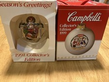 Lot of 2 Vintage Campbells Kids Collector Christmas Ornaments 1991 & 1999 NIB picture