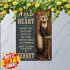 Realistic Ferret Portrait Quote Metal Sign Retro Animal Art Decor 8x12 picture
