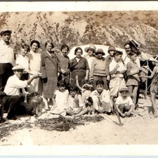c1920s Beach Camping Group Snapshot Photo 4