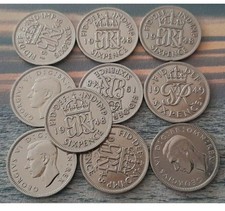 Vintage UK 6 Pence Coins Set of 10 1948/49 Lucky British Currency picture
